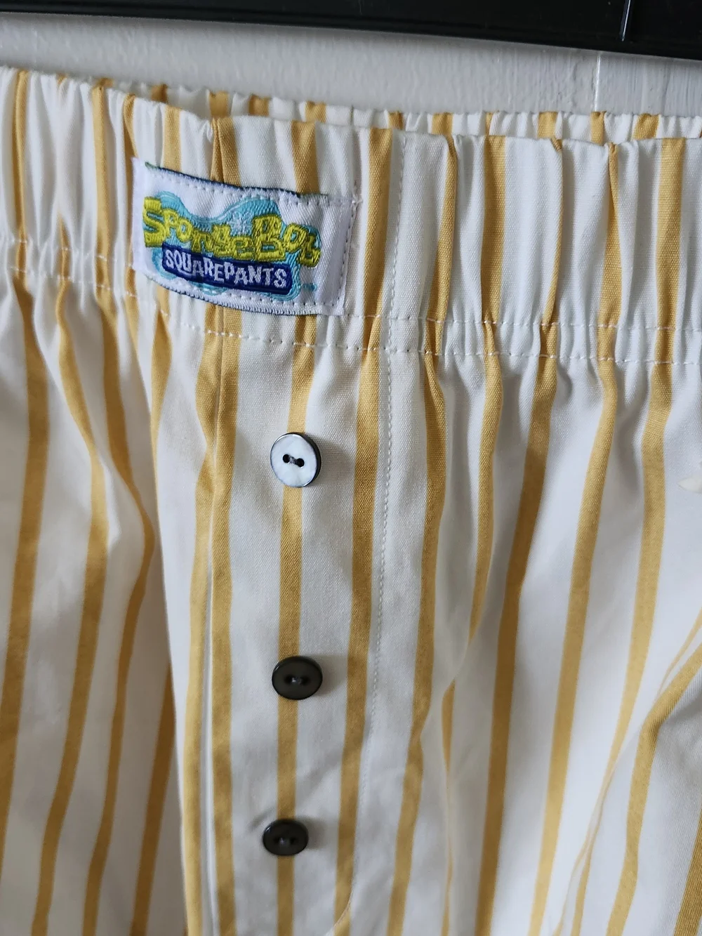 Nickelodeon White and Yellow Striped Women Shorts with SpongeBob & Patrick